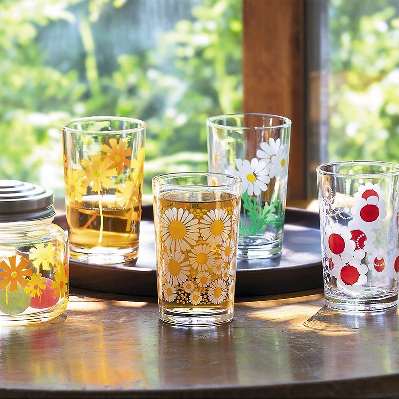 Japan ADERIA Showa retro flower water cup / 4 styles in total - Cups - Glass Multicolor