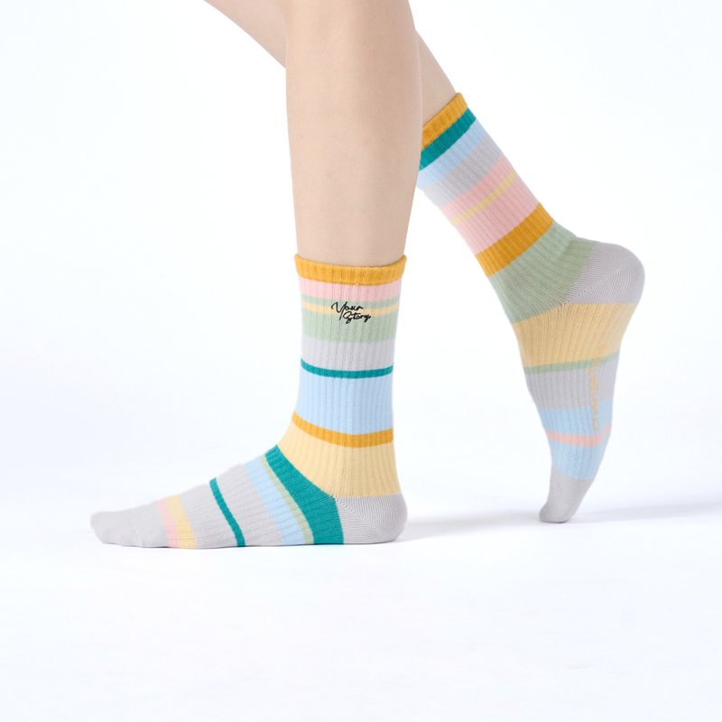 Wipe a Rainbow/Light Gray (F)-MIT Design Tube Socks - Socks - Cotton & Hemp Gray