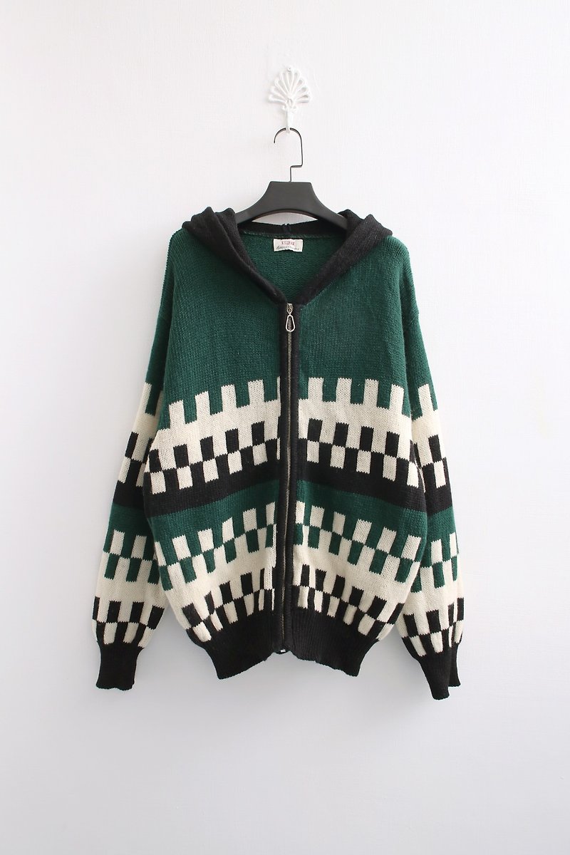 Banana Flyin vintage vintage hooded zip sweater - Women's Sweaters - Wool Green