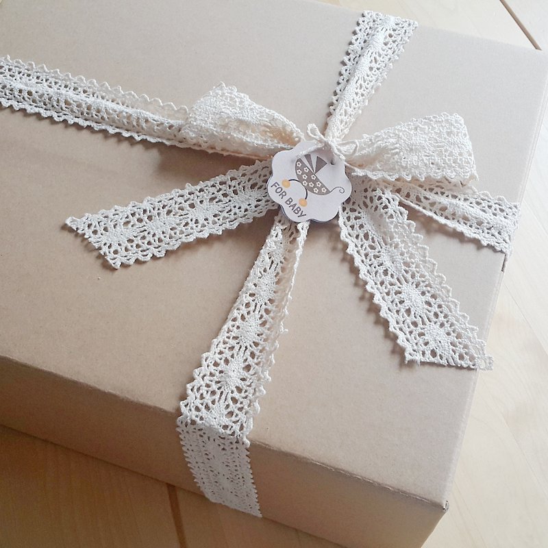 さらに、クラフトペーパーギフトボックスレースパッケージを購入する - 出産祝い用贈物 - 紙 カーキ