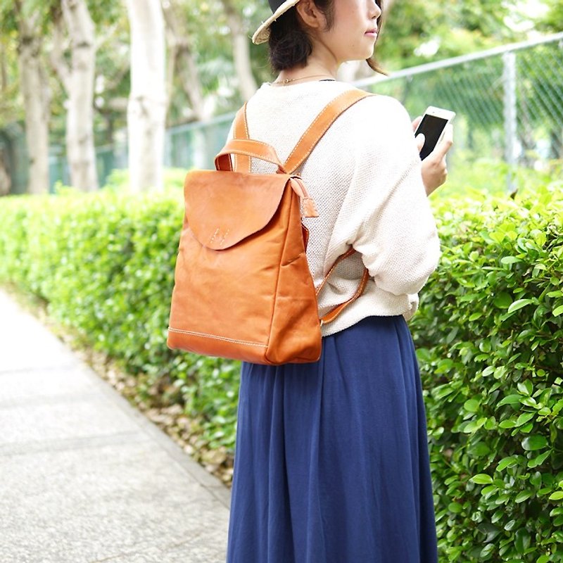 Japanese leather hand-dyed classic cowhide backpack orders Made by FES - กระเป๋าเป้สะพายหลัง - หนังแท้ 