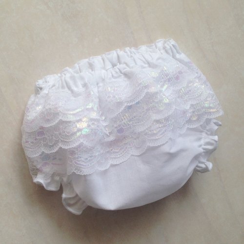 Pure Cute Baby Girls Shimmering White Christening Bloomers