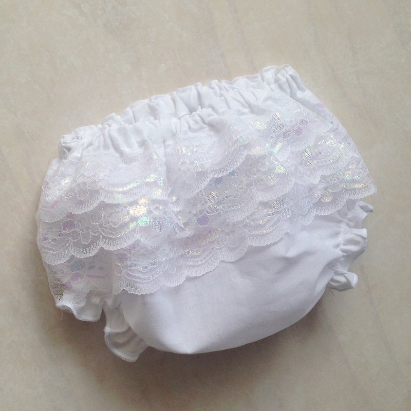 Baby Girls Shimmering White Christening Bloomers - Baby Gift Sets - Cotton & Hemp White