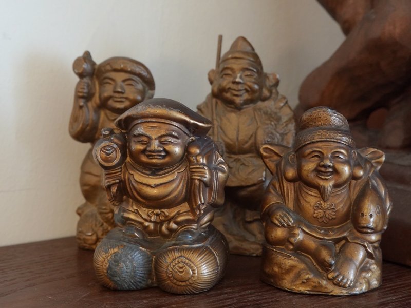 日本 古民家 真鍮 七福神之四 擺件 古道具 老物 古物 - 擺飾/家飾品 - 其他金屬 金色