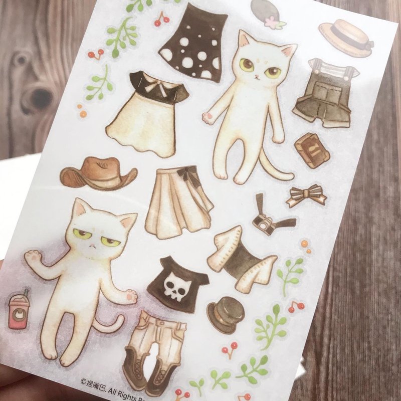 貓咪換裝轉印貼 - 貼紙 - 塑膠 