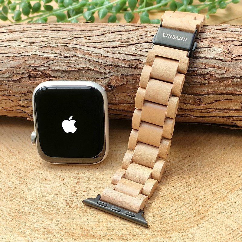 [Wooden Band] EINBAND Apple Watch Natural Wood Band Wooden Strap 20mm [Maple Wood] - Women's Watches - Wood Brown