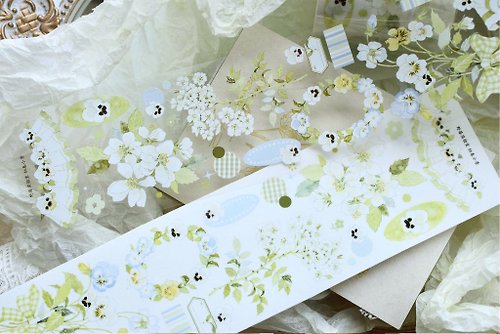 野莓實驗室 庭院中-PET膠帶清新自然花卉DIY手帳日誌手繪裝飾素材