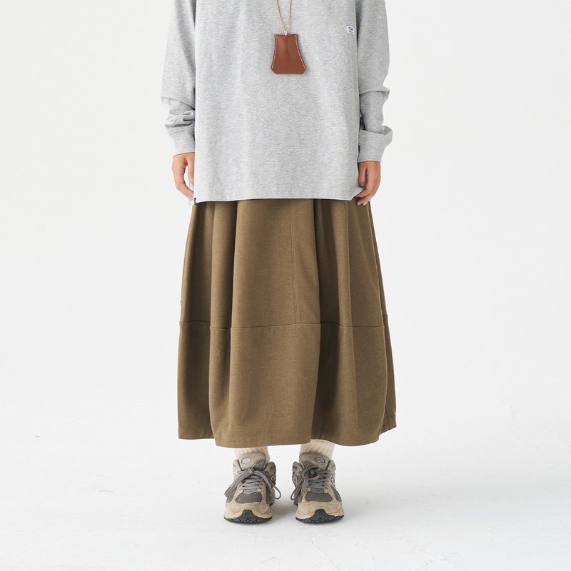 TopBasics 燈籠半截裙 - 裙子/長裙 - 聚酯纖維 咖啡色