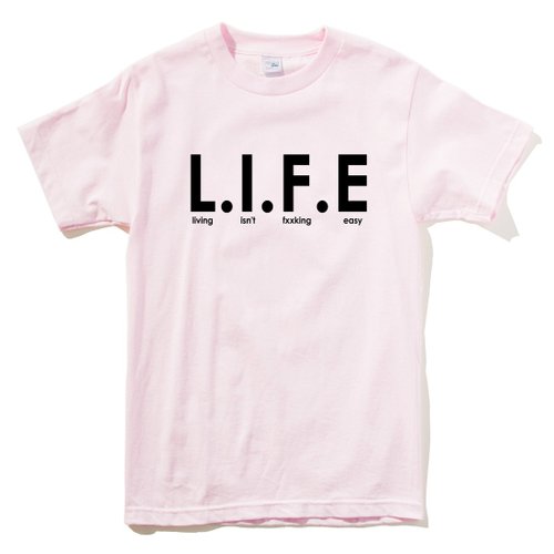 hipster Living isn't fxxking easy LIFE 短袖T恤 淺粉色 文字 英文 生活