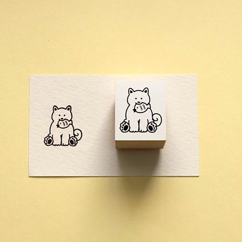 【スタンプ】おすわり犬【はんこ】 - 印章/印台 - 橡膠 白色