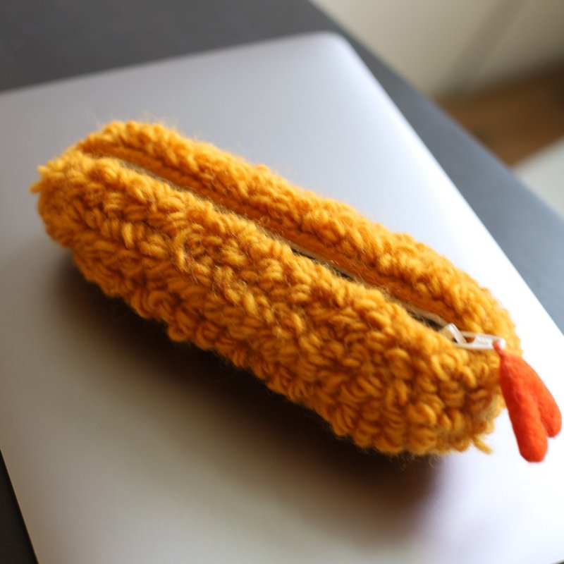 Wool comes from Sheep Mountain Wool Felt Fried Shrimp Pencil Case Pencil Case - Pencil Cases - Wool Orange