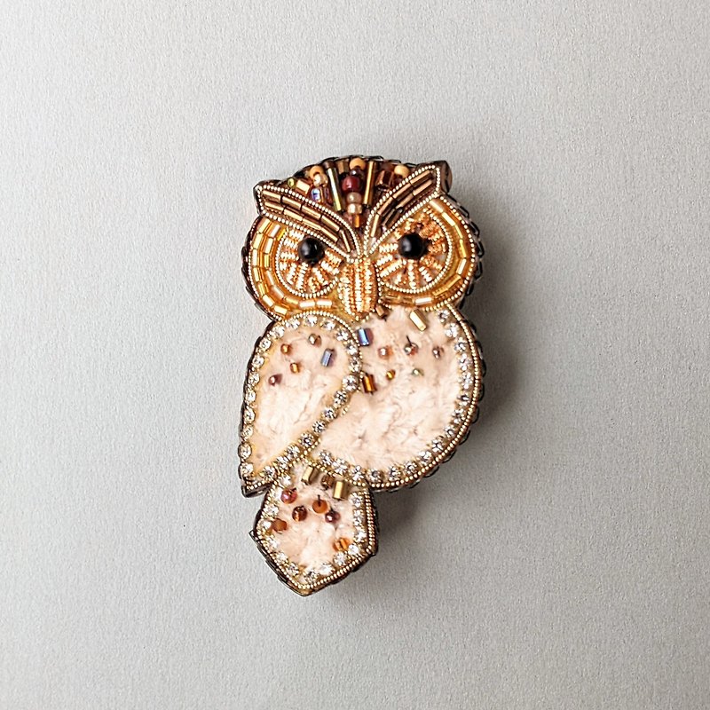 brown owl brooch - Brooches - Other Metals Brown