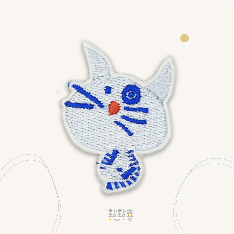 童趣刺繡貼-灰嘟嘟 - 徽章/別針 - 繡線 灰色