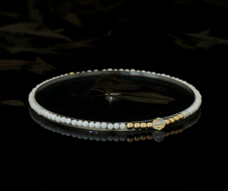 Superfine 1/20 14K Gold Filled Pure White Agate Crystal Bracelet - สร้อยข้อมือ - เครื่องเพชรพลอย 