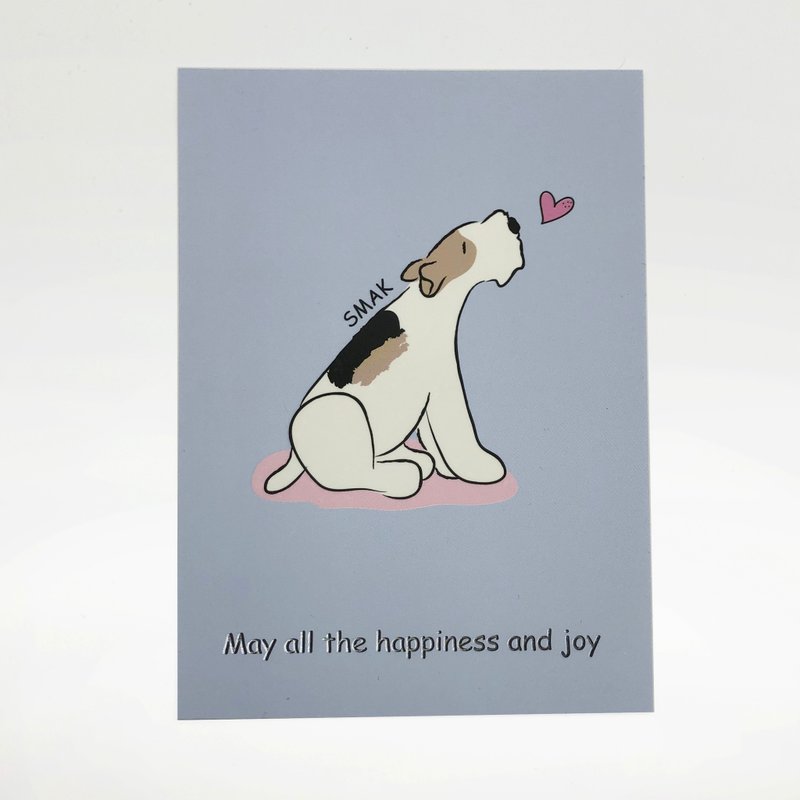 Wirefoxterrier 剛毛獵狐梗 明信片-啾咪 - 卡片/明信片 - 紙 藍色