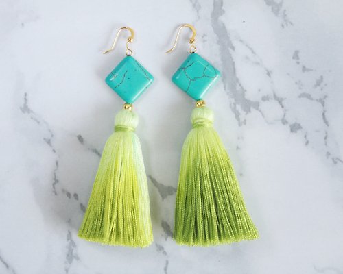 ideabracelets Green Bohemian Dangle Drop Earrings, Lovely Statement Earrings for Woman
