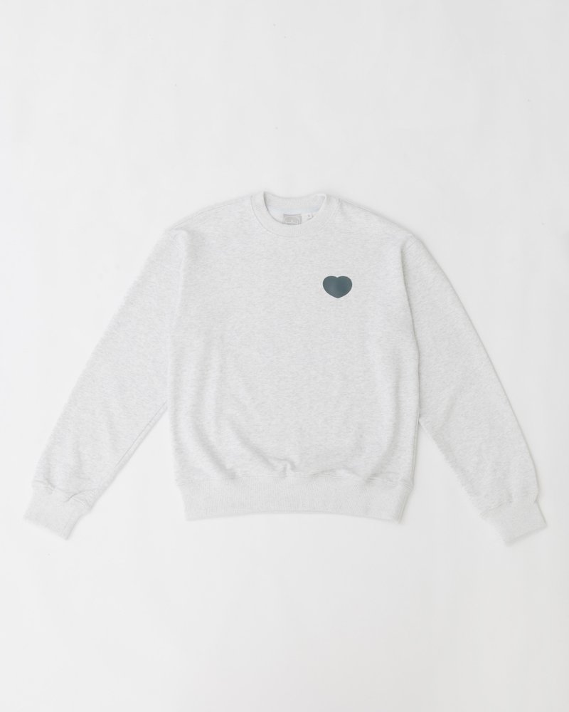 大學T   愛心 - 帽T/大學T - 棉．麻 白色