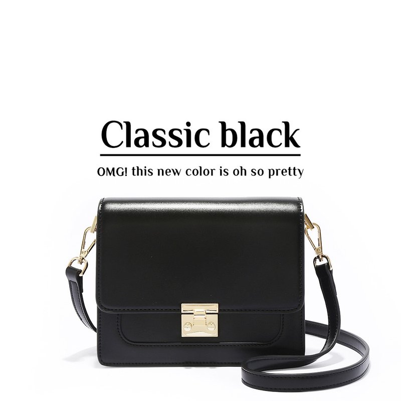 Delicate small square black - Messenger Bags & Sling Bags - Faux Leather Black