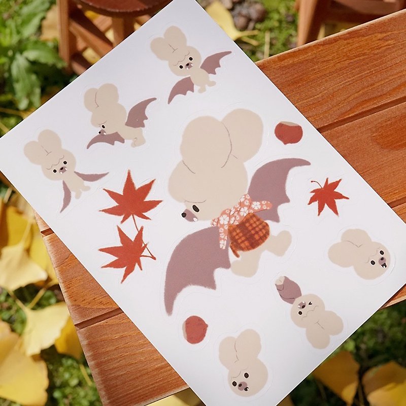 Little Sweet Mouse and His Neighbors - Honeybat Autumn Red Maple Sticker 2pcs - Stickers - Paper Multicolor
