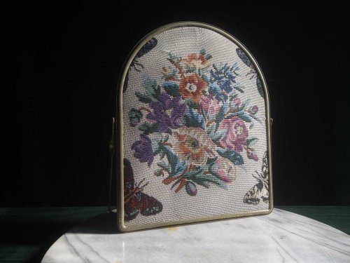 老時光 OLD-TIME 【老時光 OLD-TIME】早期英國進口刺繡背景桌鏡