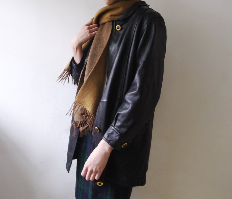 FOAK古著 棕駝雙面羊毛圍巾 - 圍巾/披肩 - 羊毛 