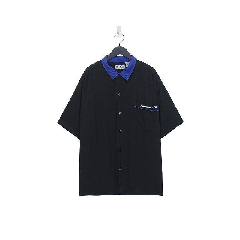A‧PRANK: DOLLY :: retro with VINTAGE bowling shirt (blue and black models T709008) - เสื้อเชิ้ตผู้ชาย - ผ้าฝ้าย/ผ้าลินิน 