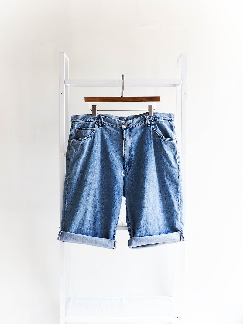 River Water Mountain - Lee / W40 Okayama sky sea blue cotton denim antique straight trousers vintage denim pants vintage - กางเกงขายาว - ผ้าฝ้าย/ผ้าลินิน สีน้ำเงิน