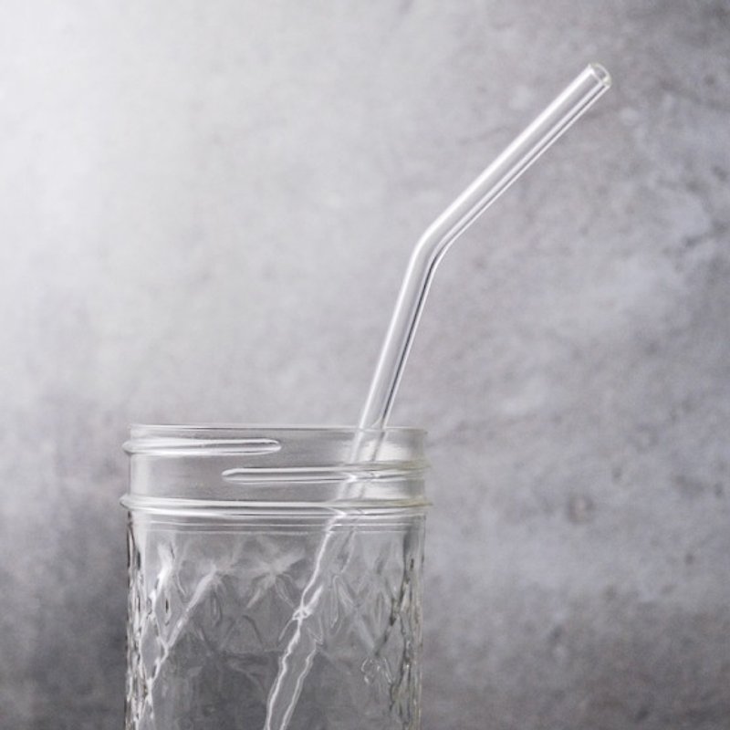 [23cm curved good suction - tip can pierce the membrane seal beverage] (0.6cm diameter aluminum foil packet drinks special - curved section) workers must repeat the use of environmentally friendly glass pipette Love the Earth (Bonus Cleaning Easy cleaning  - หลอดดูดน้ำ - แก้ว สีเทา