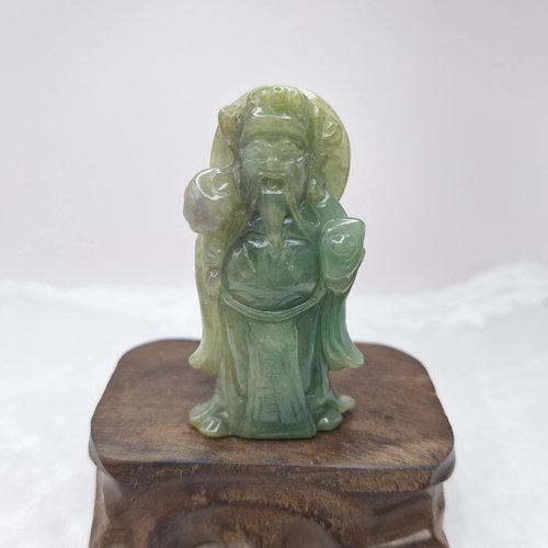 緣圓翡翠 冰潤濃藍紫財神吊墜小擺件 |天然緬甸玉A貨翡翠