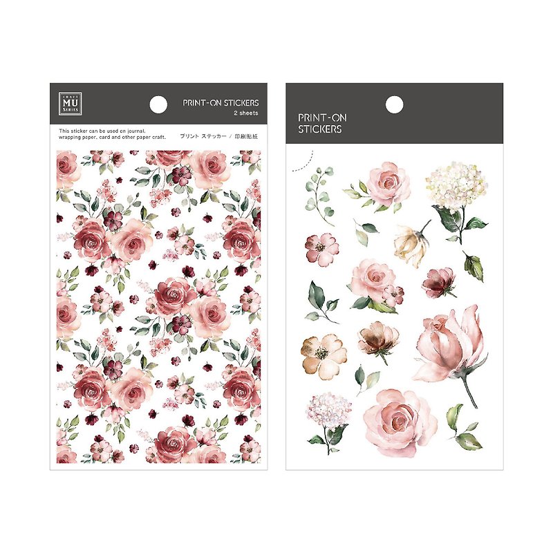 【Print-On Stickers 轉印貼紙】no.38-春陽玫瑰 | 花草系列 - 貼紙 - 其他材質 粉紅色