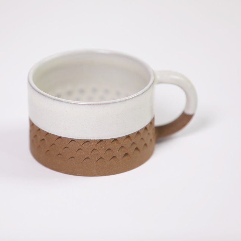 triangle pattern wide mug-white-fair trade - Mugs - Pottery White