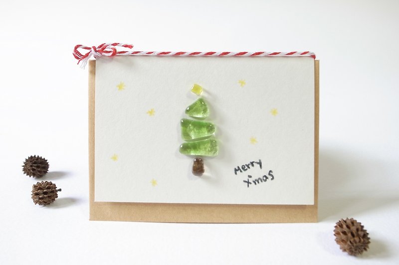 Highlight 還來｜聖誕樹玻璃小物卡片/聖誕卡 - 心意卡/卡片 - 紙 綠色