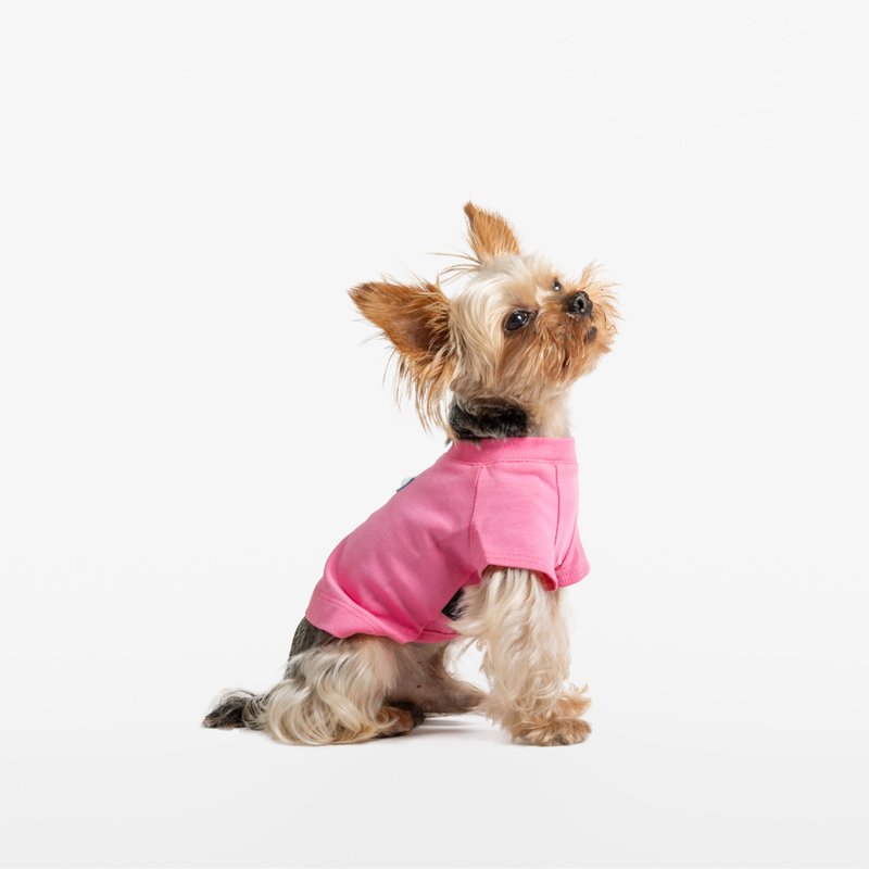 bump up Air Tag T-shirt, Fluorescent Color, Dog Clothing, Cute Dog Clothes - ชุดสัตว์เลี้ยง - ผ้าฝ้าย/ผ้าลินิน สึชมพู