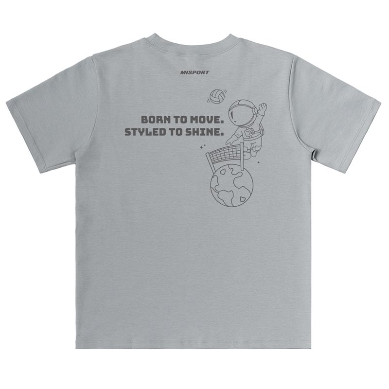 立體機能棉T-運動太空人-大圖線條背圖款-排球 機能服 MIT台灣製 - 運動上衣/排汗衫 - 聚酯纖維 灰色