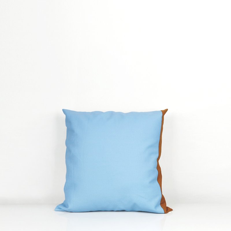 純棉拼色抱枕 / 咖藍 (含枕心) - 枕頭/抱枕 - 棉．麻 藍色