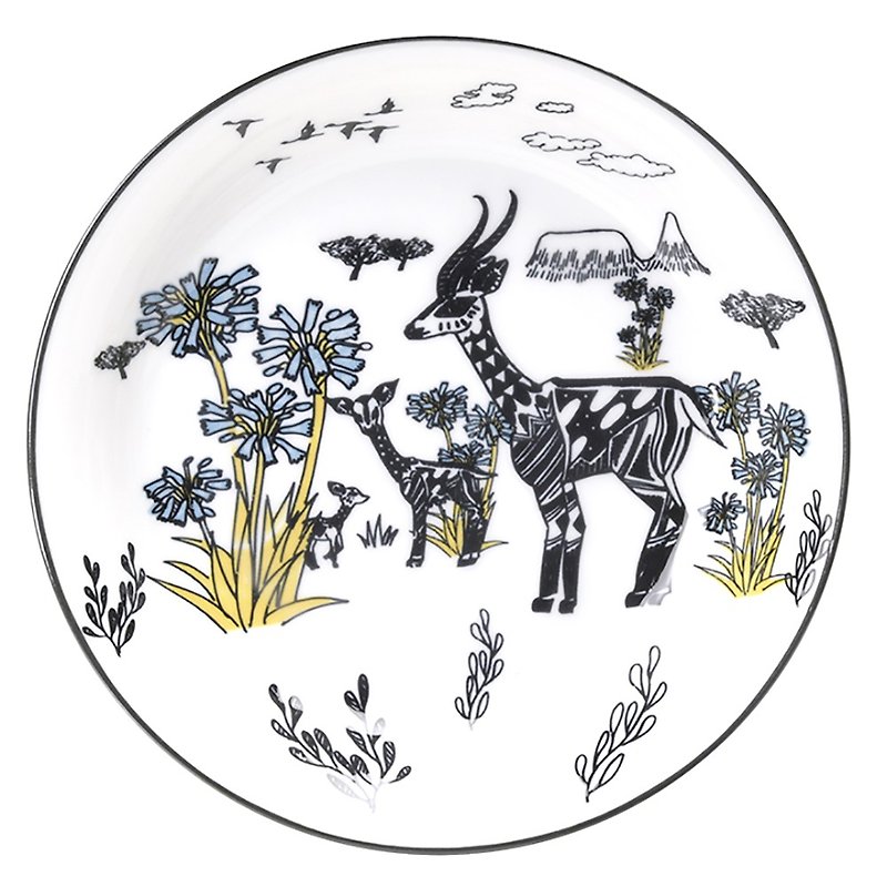 WANYAMA Animal Series-1 Into Deep Plate- Impala (21.4cm) - Plates & Trays - Pottery White