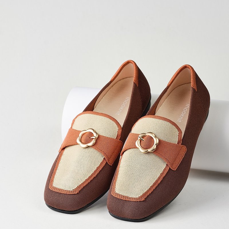 Classic Loafers Earth Brown - รองเท้าอ็อกฟอร์ดผู้หญิง - วัสดุอีโค สีนำ้ตาล