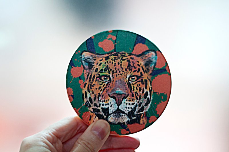 Animal series / Give me a pop leopard / MIT special / Yingge ceramic coaster / art decoration - Coasters - Pottery Green