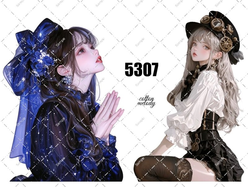 original sticker no.5307 人物ステッカー オリジナルステッカー オリジナル人物ステッカー 装飾ステッカー cotton melody - 貼紙 - 紙 
