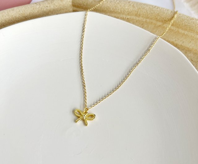 Delicate Gift Box】Bow Necklace S925 18KGF-Little Princess #Simple, cute and  ver - Shop The Moon Accessories Necklaces - Pinkoi