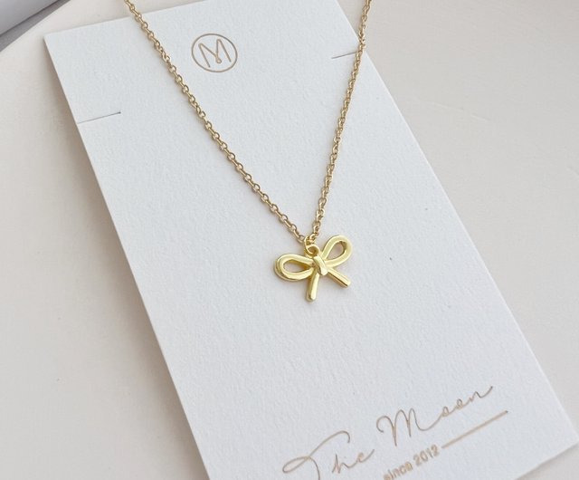 Delicate Gift Box】Bow Necklace S925 18KGF-Little Princess #Simple, cute and  ver - Shop The Moon Accessories Necklaces - Pinkoi