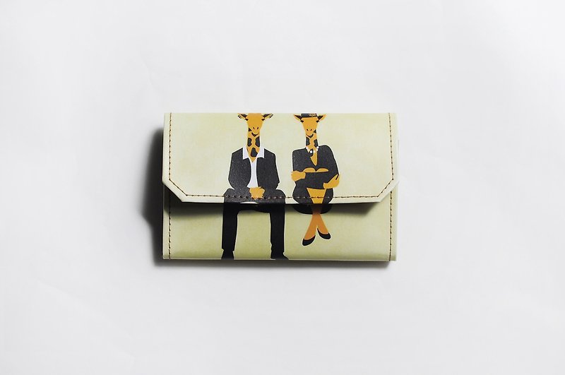 Handmade Paper Purse - Giraffe couple - กระเป๋าใส่เหรียญ - กระดาษ สีเหลือง