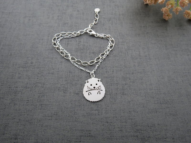 Hedgehog - hollow animals series (925 silver bracelet) - C percent handmade - สร้อยข้อมือ - เงินแท้ สีเงิน