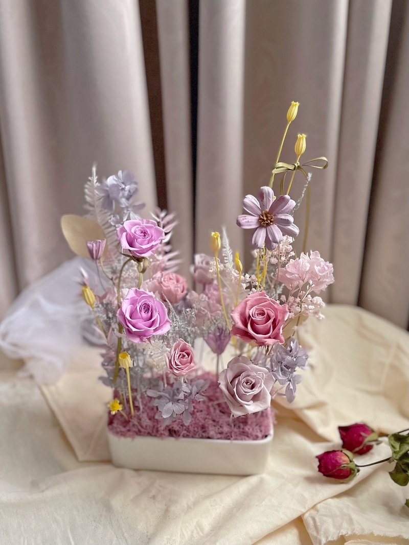 【永生花禮】粉紫系永生玫瑰花禮/開幕花禮/升遷花禮/祝賀花禮 - 乾燥花/永生花 - 植物．花 多色