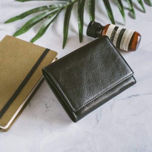 寇比手工皮件 Colbie Leather 【禮盒】真皮簡約率真短夾 X513 黑