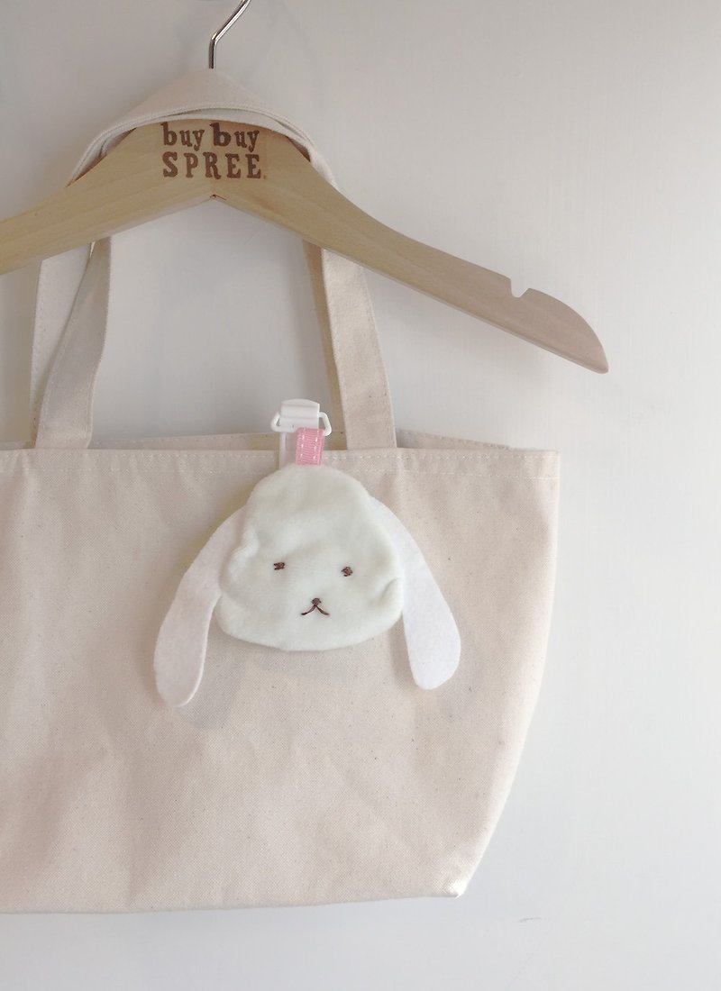 flovver Bunny Hand-made Safe Charm Bag/Blessing Bag - Omamori - Cotton & Hemp White