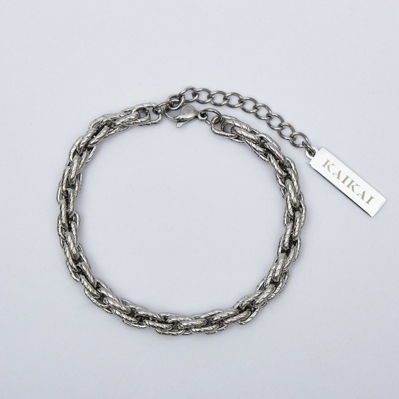 KAIKAI - UNPREDICTABLE - Twist-marked titanium steel bracelet - Necklaces - Stainless Steel Silver