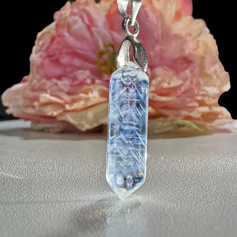 No.122 濃蜜爆多 顯性 藍針水晶 靈擺 肉眼可見藍針 天使羽毛造 - 項鍊 - 水晶 透明