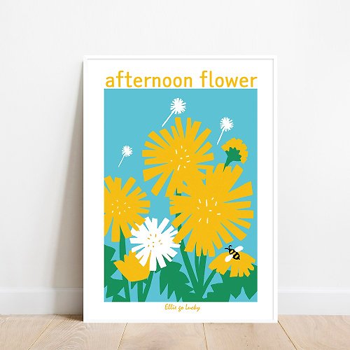 Ellie go lucky Art print/ Dandelion flowers / Illustration poster A3, A2