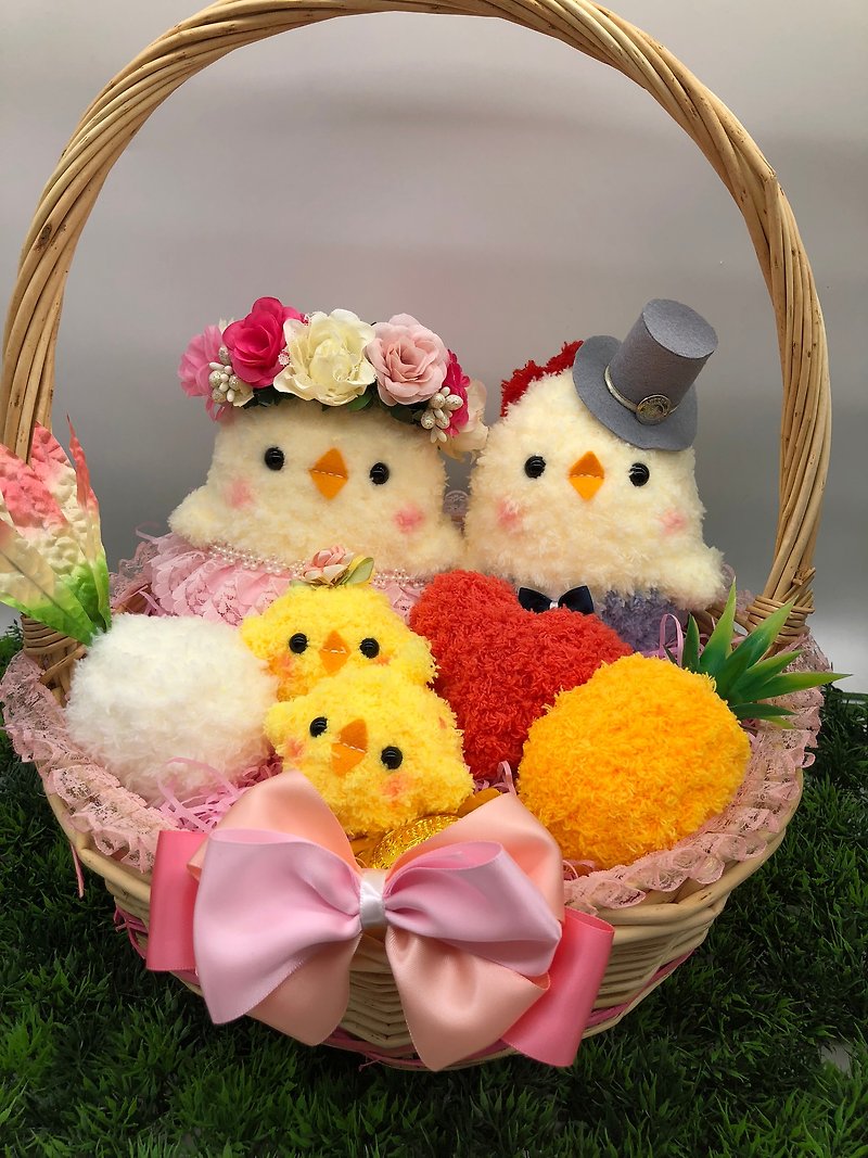 Spot - cute yarn weaving with road chicken doll wedding engagement wedding small wedding supplies - Items for Display - Polyester Pink